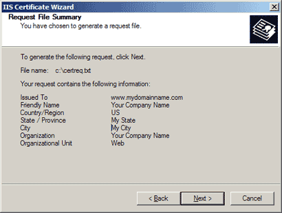 IIS SSL server certificate - file summary